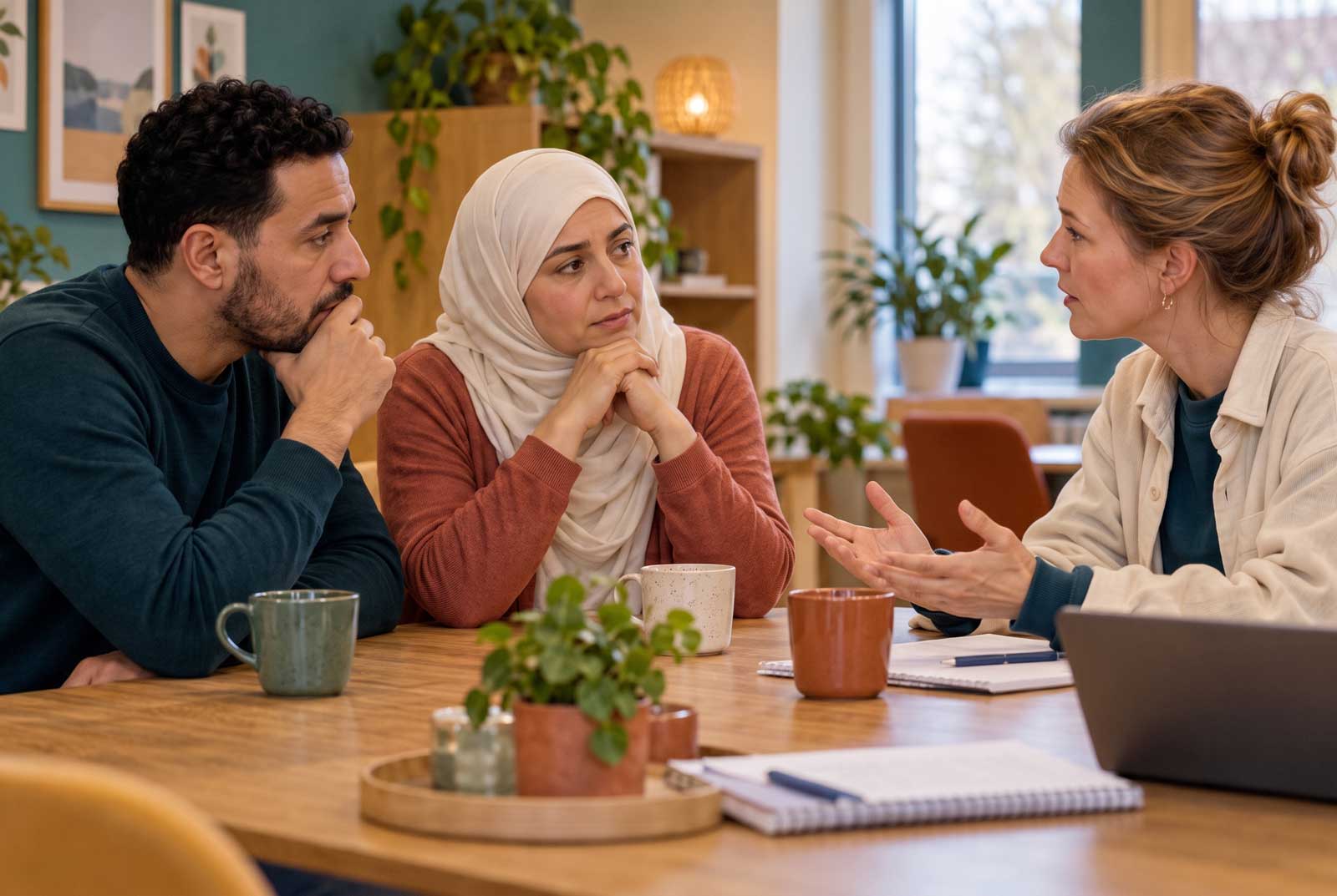 Begeleider in gesprek met ouders
